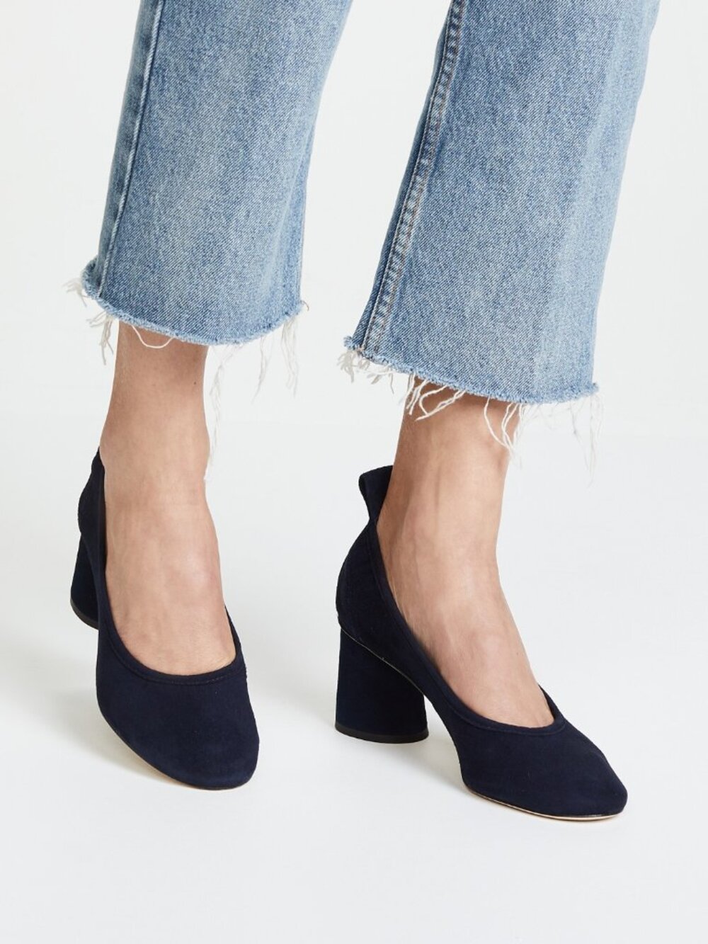NIB Tory Burch Therese 65mm Suede Block Heel Pumps Black Sz US 5 6 $288